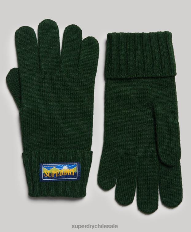 hombres Superdry verde guantes radar de mezcla de lana 2R68Z1712