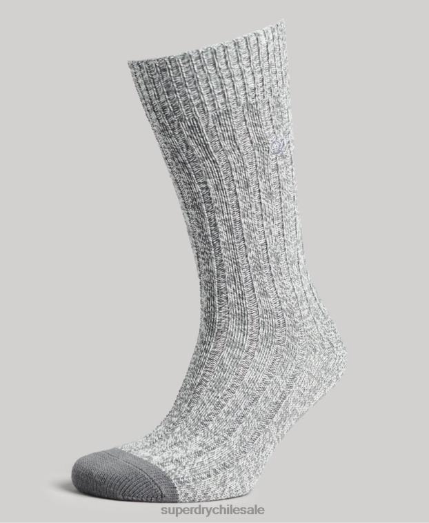 hombres Superdry gris Pack de calcetines torcidos de algodón orgánico 2R68Z1765