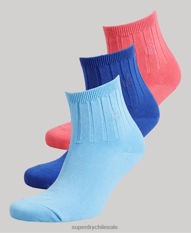 hombres Superdry multi Pack de calcetines tobilleros de algodón orgánico 2R68Z1664