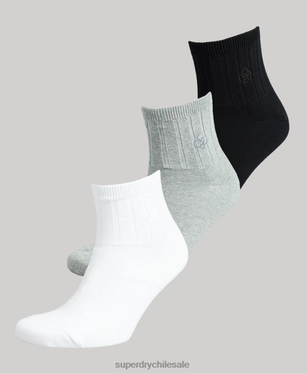 hombres Superdry negro Pack de calcetines tobilleros de algodón orgánico 2R68Z1642