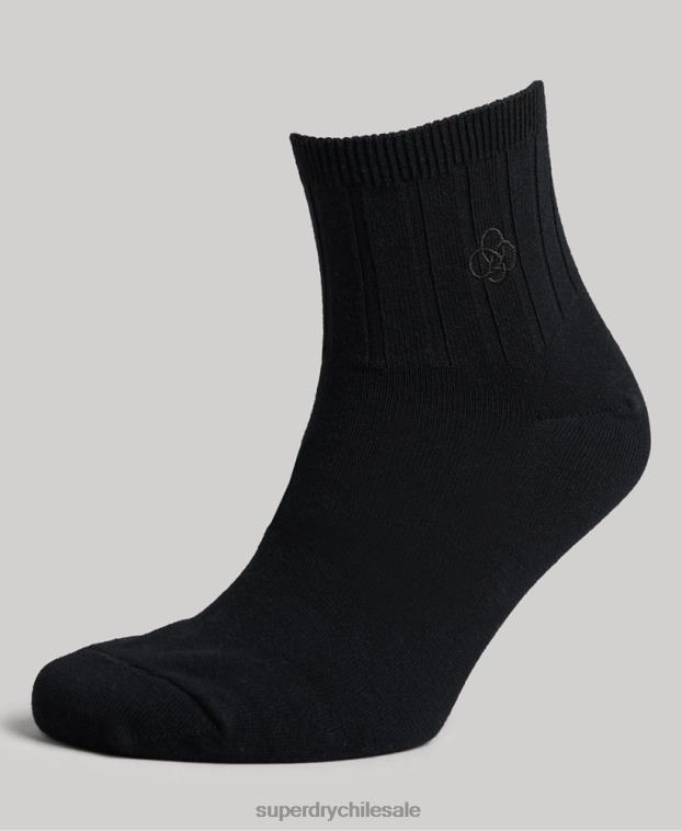 hombres Superdry negro Pack de calcetines tobilleros de algodón orgánico 2R68Z1642