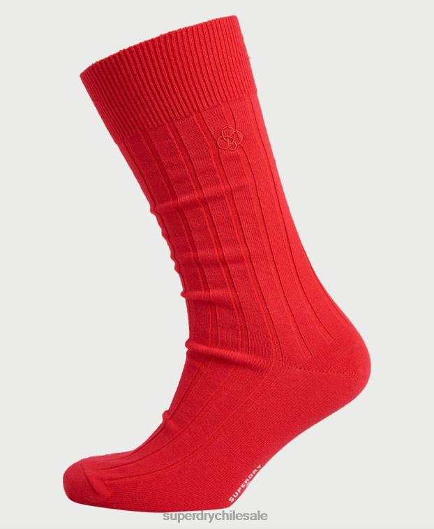 hombres Superdry rojo calcetines de canalé casual de algodón orgánico 2R68Z1868