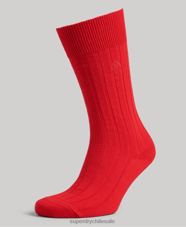 hombres Superdry rojo calcetines de canalé de algodón orgánico 2R68Z1782