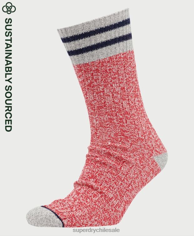 hombres Superdry rojo calcetines de tubo Heritage de algodón orgánico 2R68Z1829