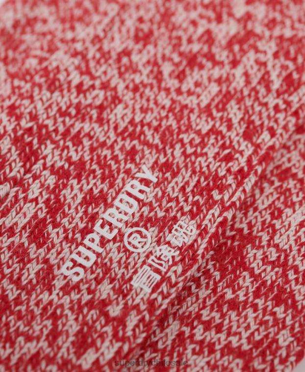 hombres Superdry rojo calcetines de tubo Heritage de algodón orgánico 2R68Z1829