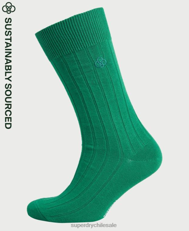 hombres Superdry verde calcetines de canalé casual de algodón orgánico 2R68Z1869