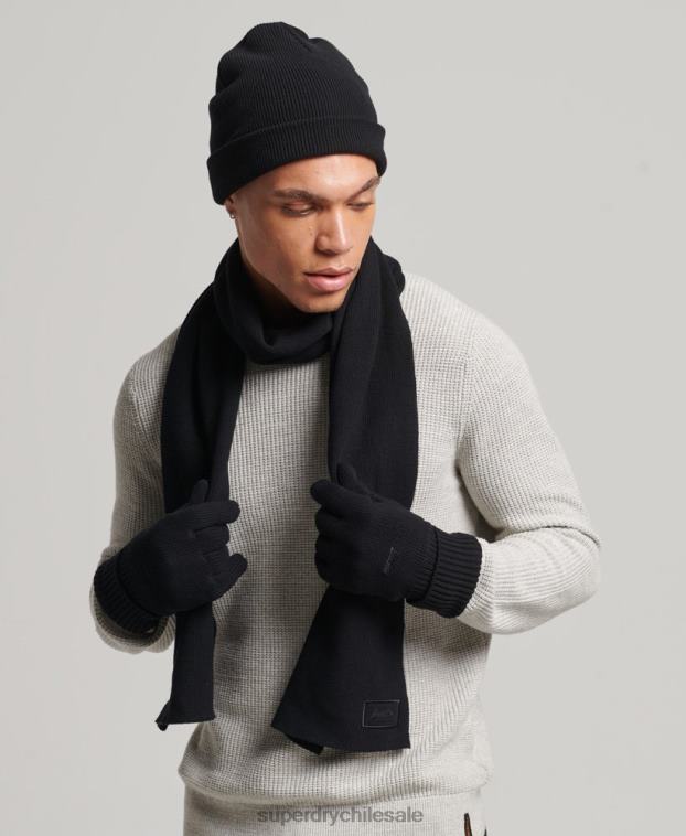 hombres Superdry negro conjunto de accesorios con logotipo vintage 2R68Z1674