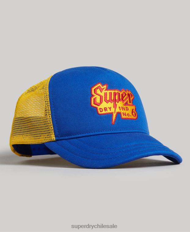 hombres Superdry azul gorra de camionero con gráfico vintage 2R68Z1669