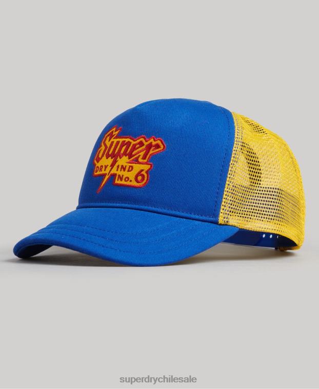 hombres Superdry azul gorra de camionero con gráfico vintage 2R68Z1669
