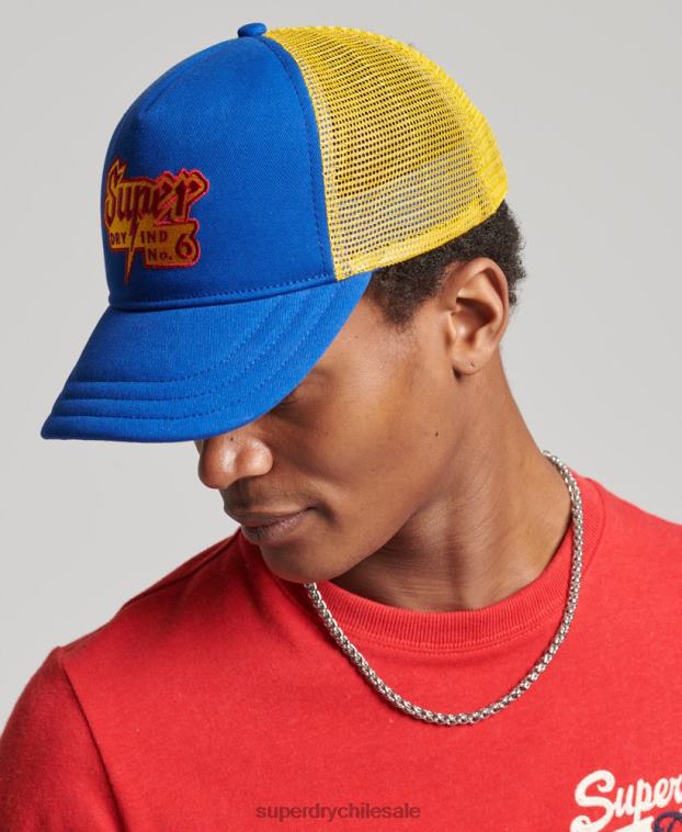 hombres Superdry azul gorra de camionero con gráfico vintage 2R68Z1669