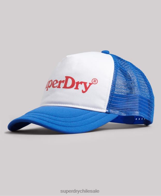 hombres Superdry azul gorra de camionero con gráfico vintage 2R68Z6378