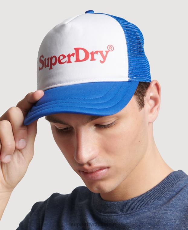 hombres Superdry azul gorra de camionero con gráfico vintage 2R68Z6378