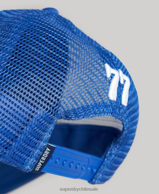 hombres Superdry azul gorra de camionero con gráfico vintage 2R68Z6378