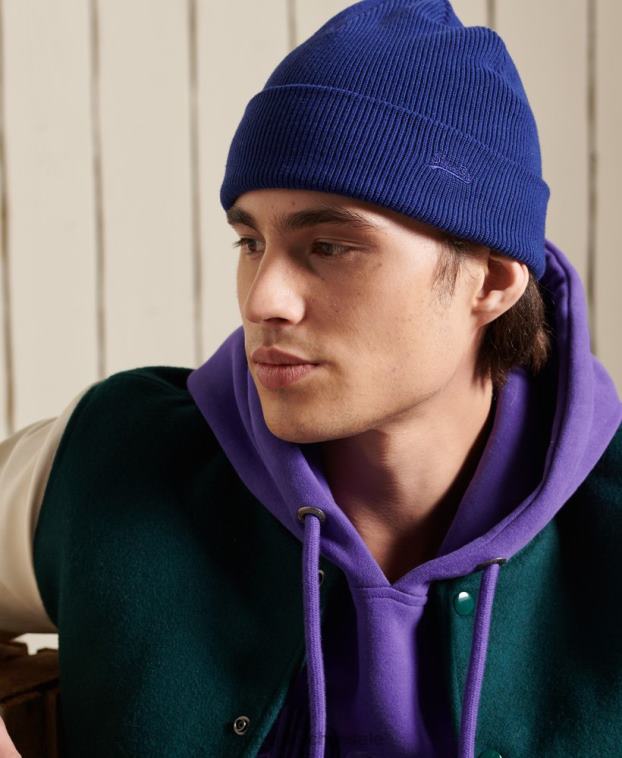 hombres Superdry azul gorro con logo vintage 2R68Z1807