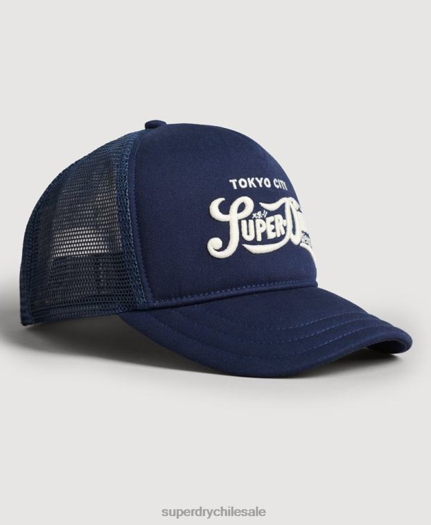 hombres Superdry azul oscuro gorra trucker clásica 2R68Z1735