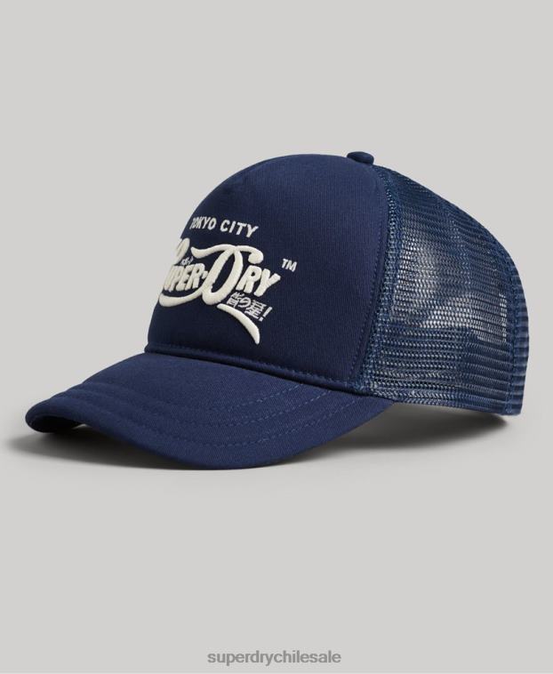 hombres Superdry azul oscuro gorra trucker clásica 2R68Z1735