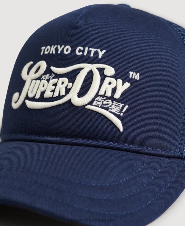 hombres Superdry azul oscuro gorra trucker clásica 2R68Z1735