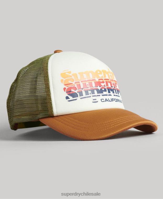 hombres Superdry blanco gorra de camionero vintage 2R68Z1604