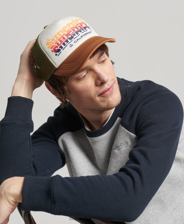 hombres Superdry blanco gorra de camionero vintage 2R68Z1604
