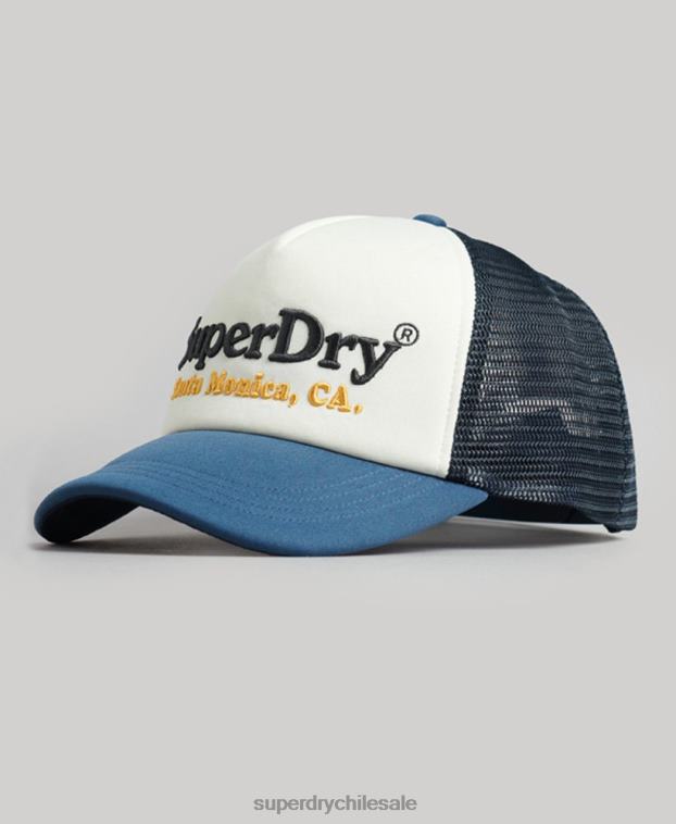 hombres Superdry blanco gorra de camionero vintage 2R68Z1624