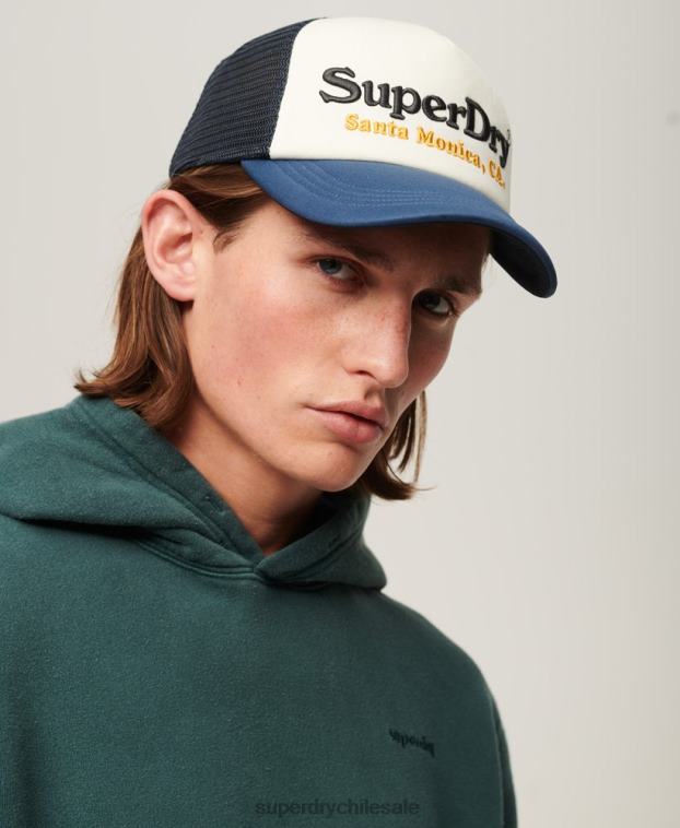 hombres Superdry blanco gorra de camionero vintage 2R68Z1624