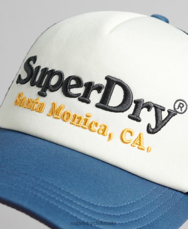 hombres Superdry blanco gorra de camionero vintage 2R68Z1624