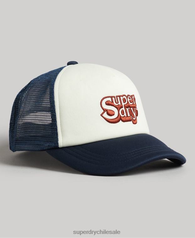 hombres Superdry blanco gorra de camionero vintage 2R68Z1651