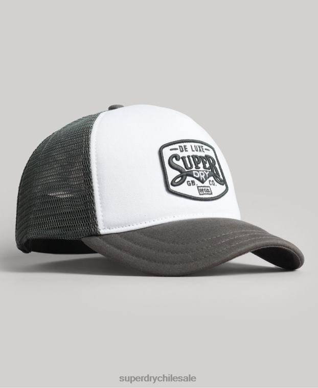 hombres Superdry blanco gorra trucker clásica 2R68Z1594