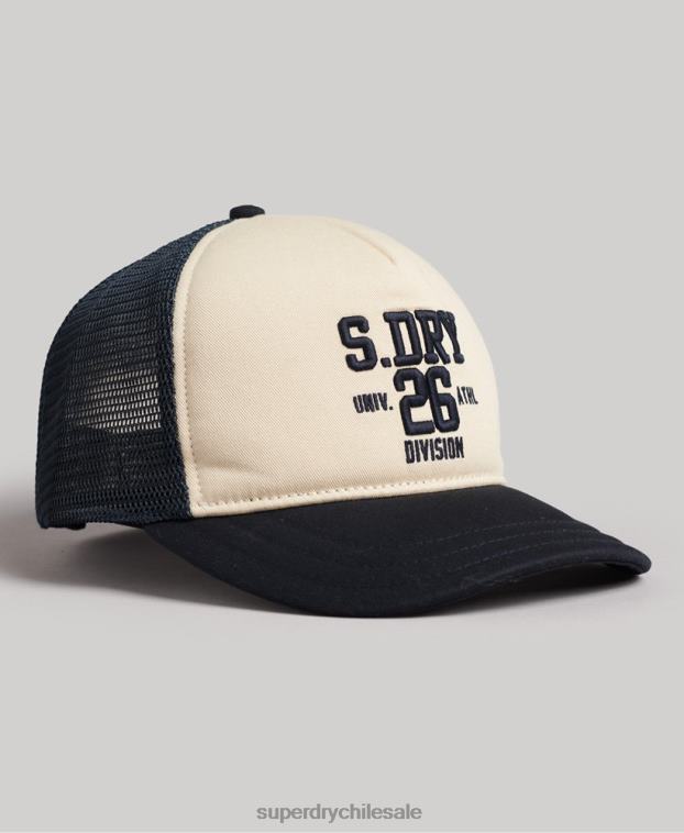 hombres Superdry crema gorra trucker clásica 2R68Z1791