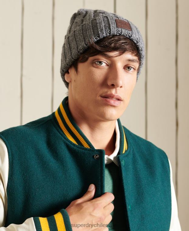 hombres Superdry gris gorro arrastrero 2R68Z1814