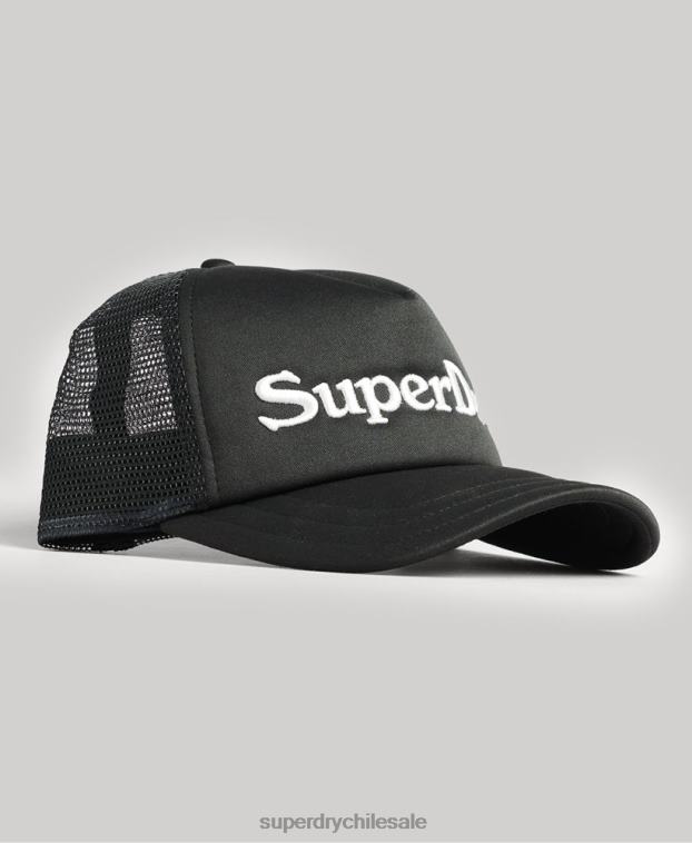 hombres Superdry gris oscuro gorra de camionero con gráfico 2R68Z1708