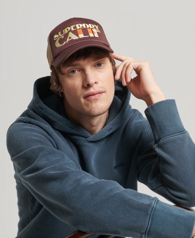 hombres Superdry marrón gorra de camionero vintage 2R68Z1714