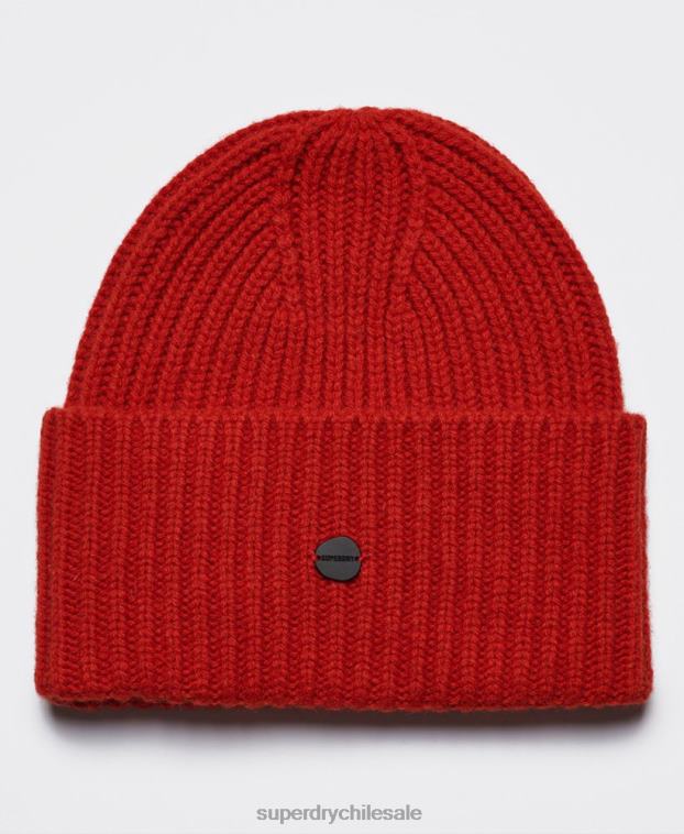 hombres Superdry naranja gorro de canalé premium studios 2R68Z1784