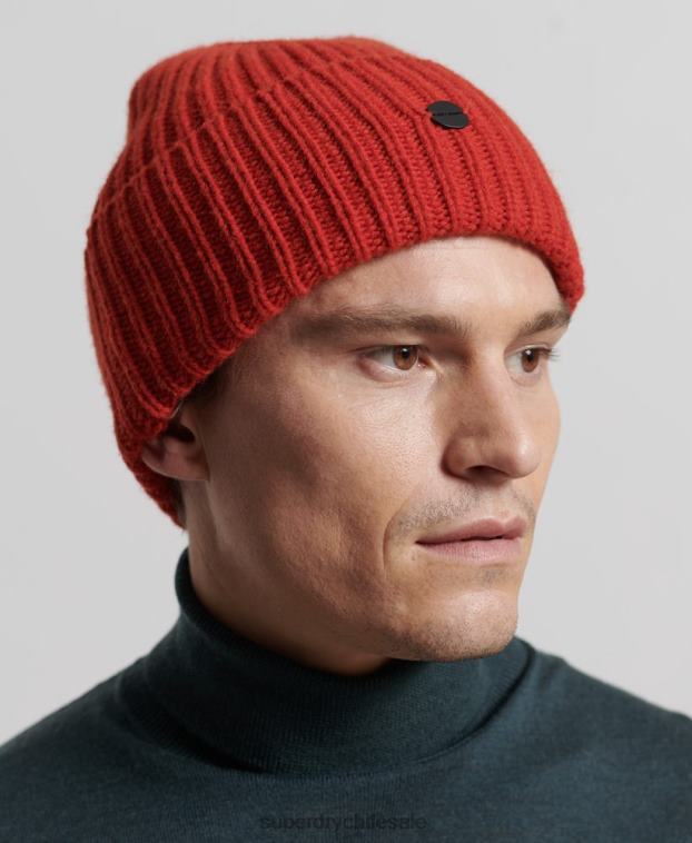 hombres Superdry naranja gorro de canalé premium studios 2R68Z1784