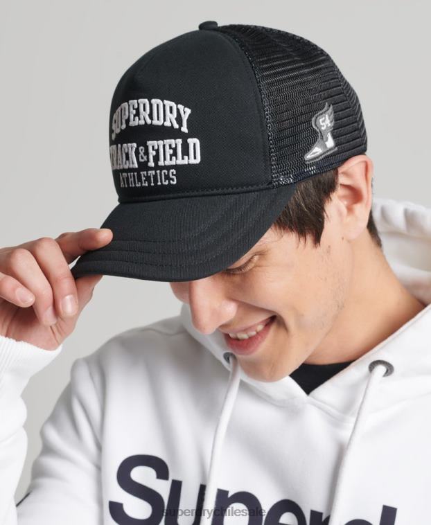 hombres Superdry negro gorra trucker clásica 2R68Z1790