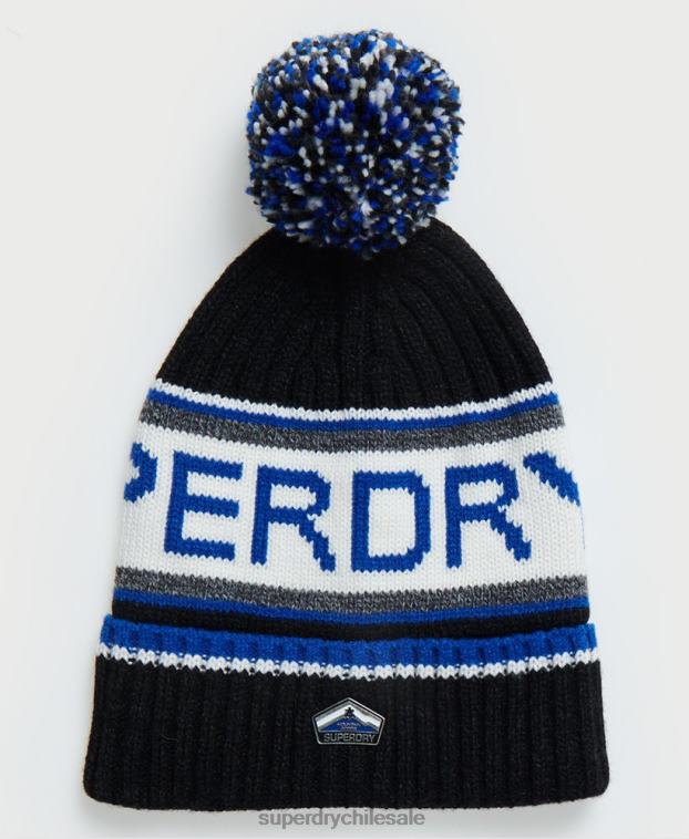 hombres Superdry negro gorro con logo 2R68Z1839