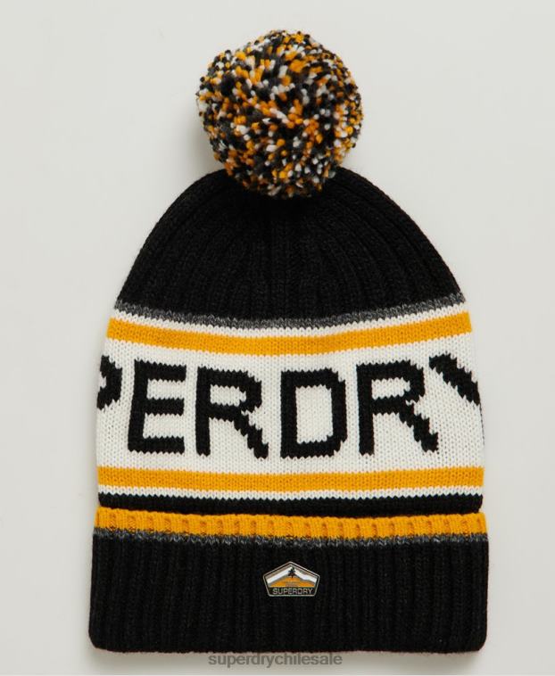 hombres Superdry negro gorro con logo 2R68Z1840