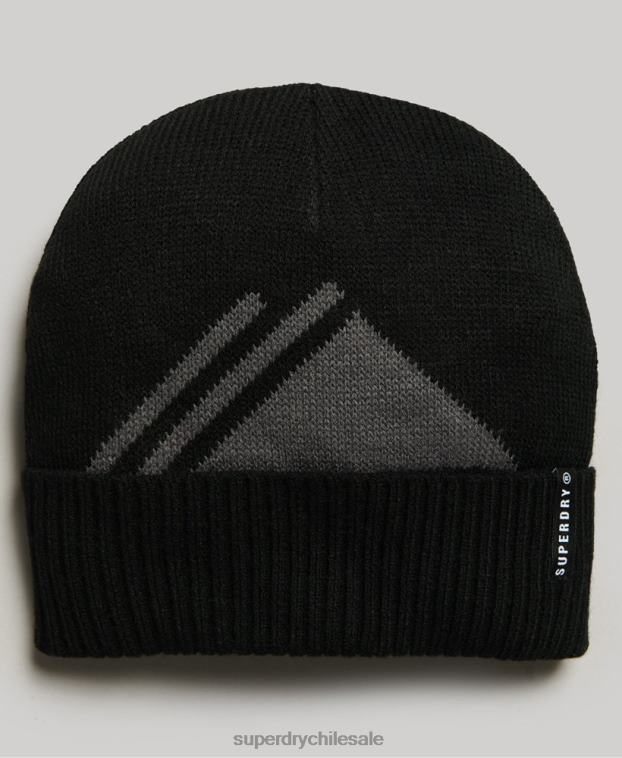 hombres Superdry negro gorro con puño de nieve 2R68Z1695