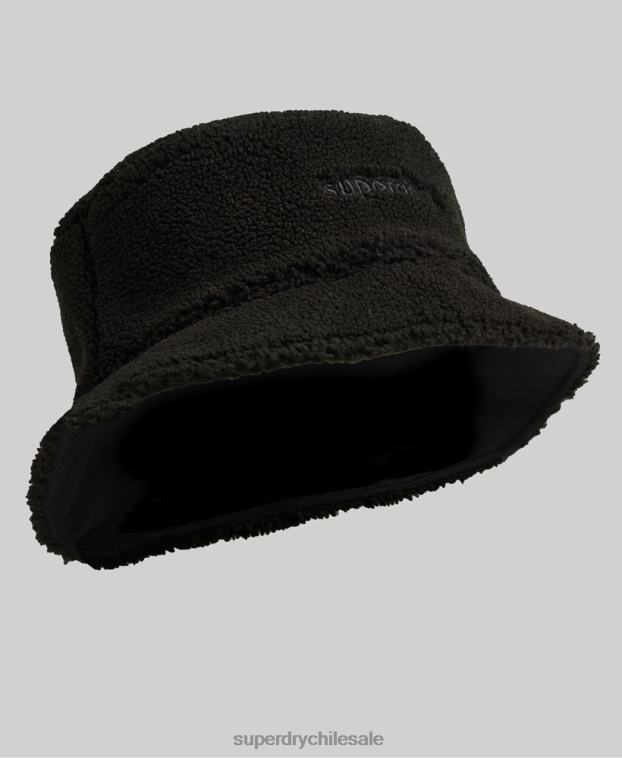 hombres Superdry negro sombrero de pescador de lana 2R68Z1718