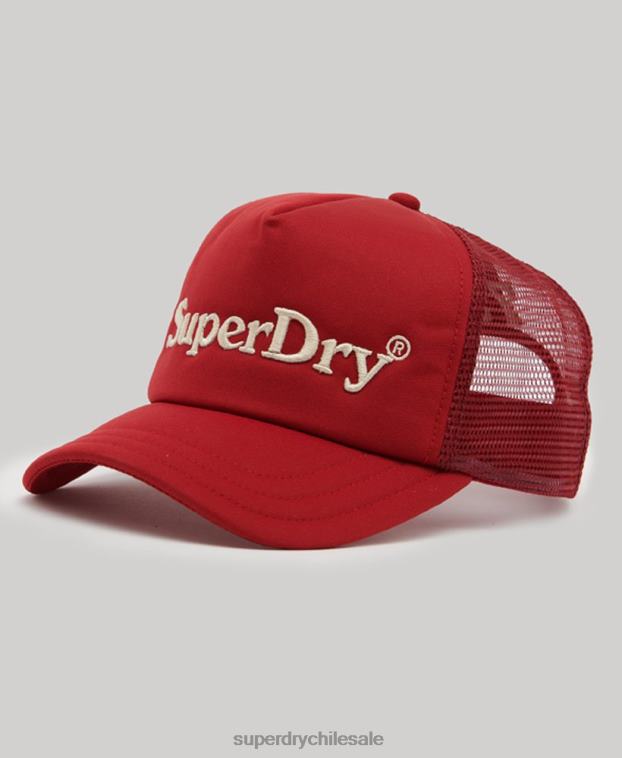 hombres Superdry rojo gorra de camionero con gráfico 2R68Z1709