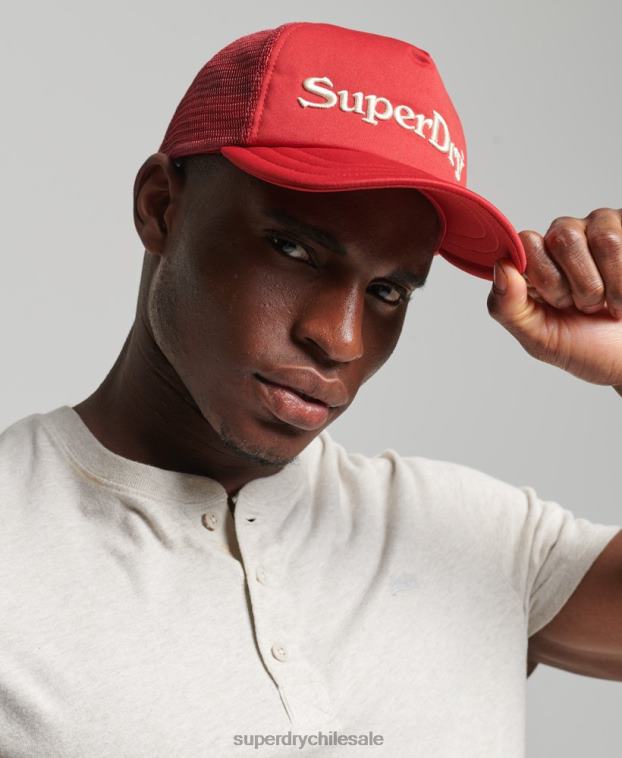 hombres Superdry rojo gorra de camionero con gráfico 2R68Z1709