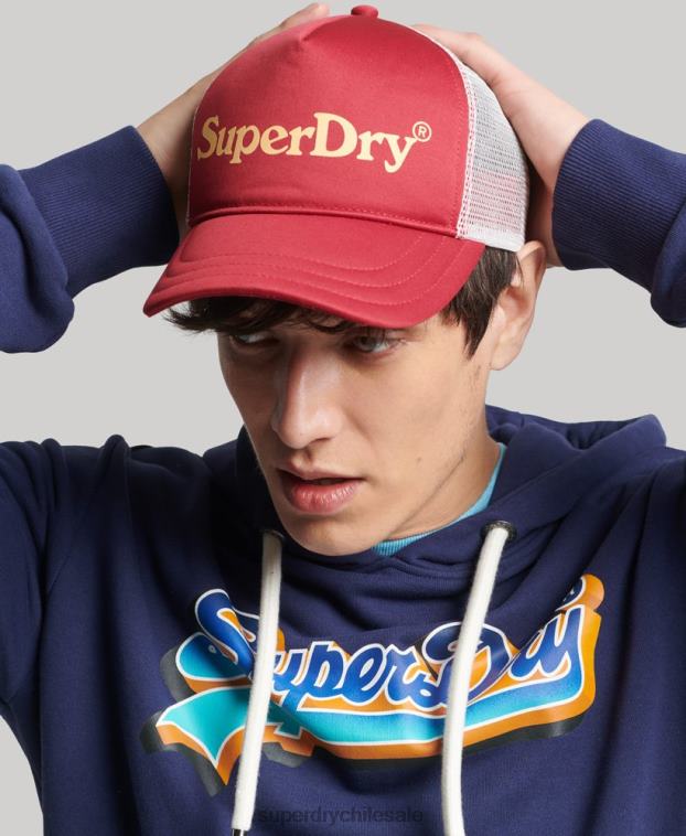 hombres Superdry rojo gorra de camionero con gráfico vintage 2R68Z6367