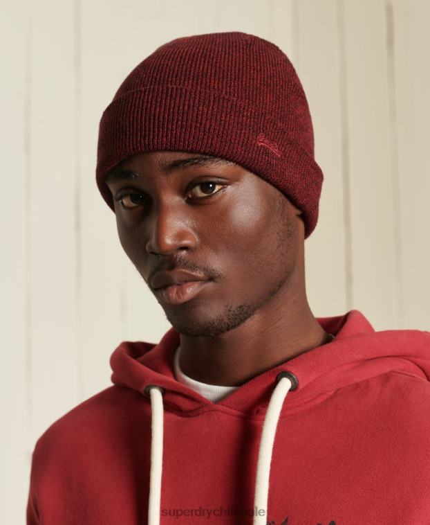hombres Superdry rojo gorro con logo vintage 2R68Z1792