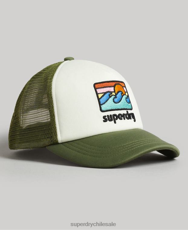 hombres Superdry verde gorra de camionero vintage 2R68Z1646