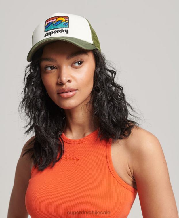 hombres Superdry verde gorra de camionero vintage 2R68Z1646