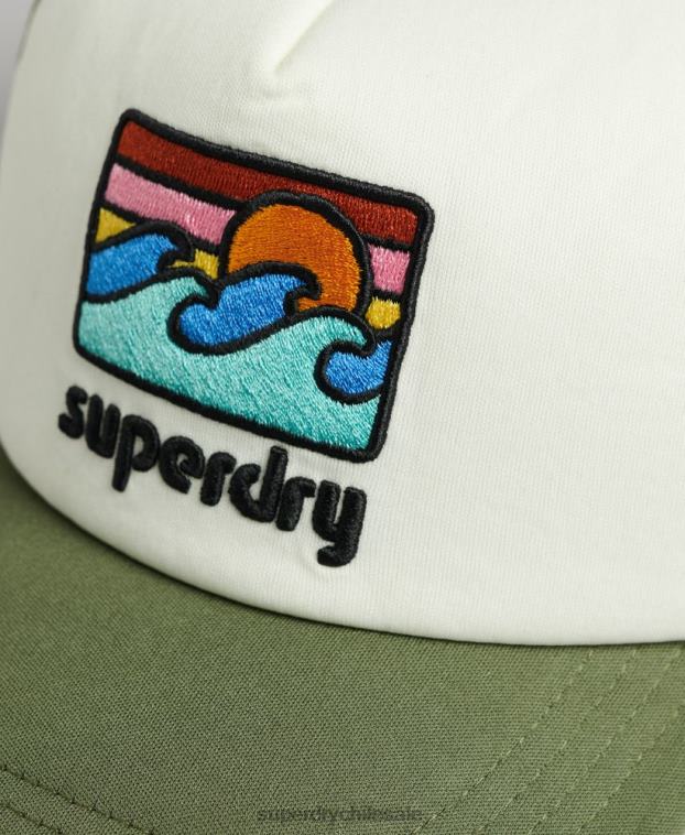 hombres Superdry verde gorra de camionero vintage 2R68Z1646