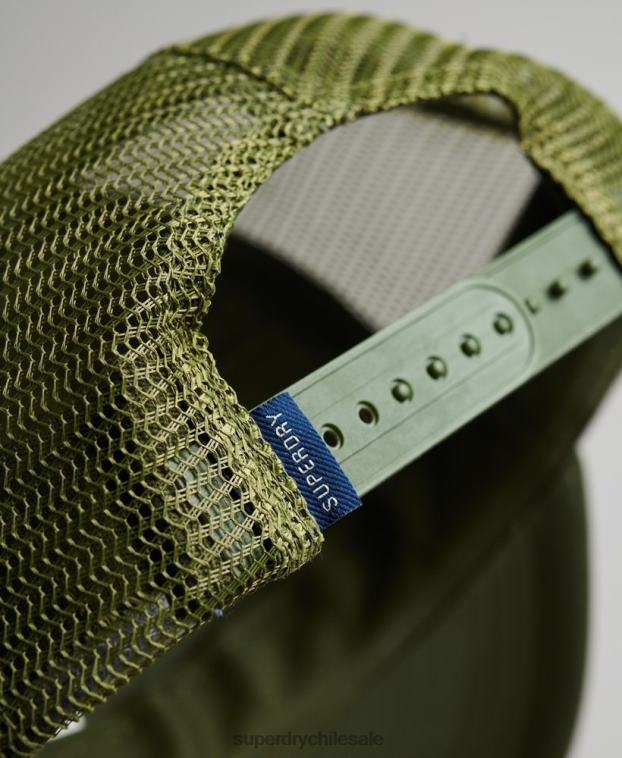 hombres Superdry verde gorra de camionero vintage 2R68Z1646