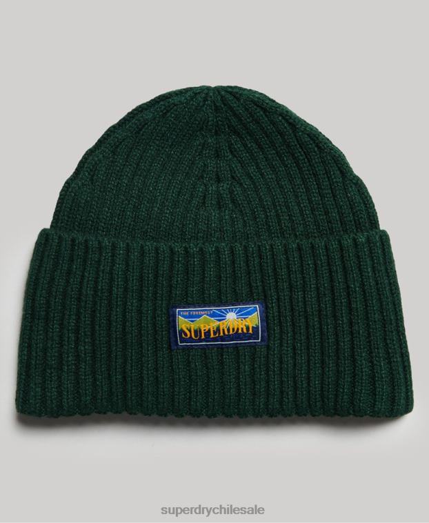 hombres Superdry verde gorro Radar en mezcla de lana 2R68Z1693