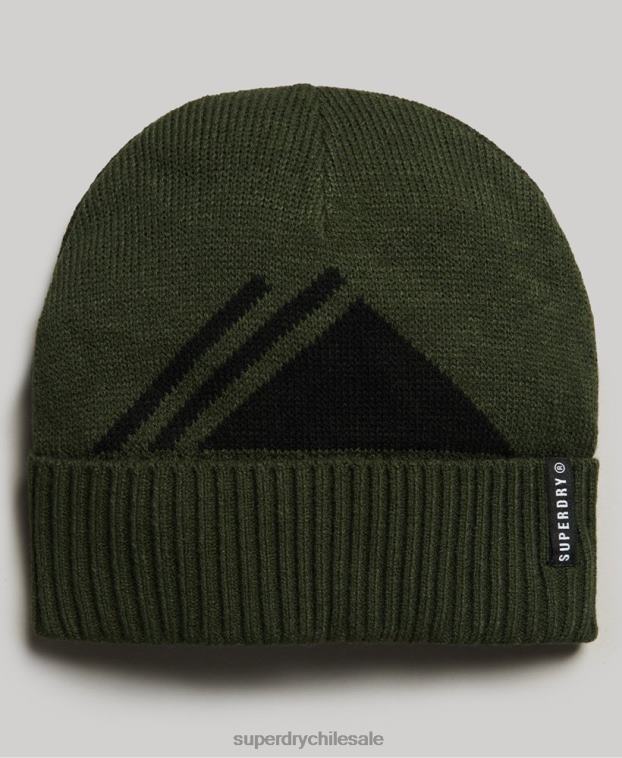 hombres Superdry verde gorro con puño de nieve 2R68Z1394