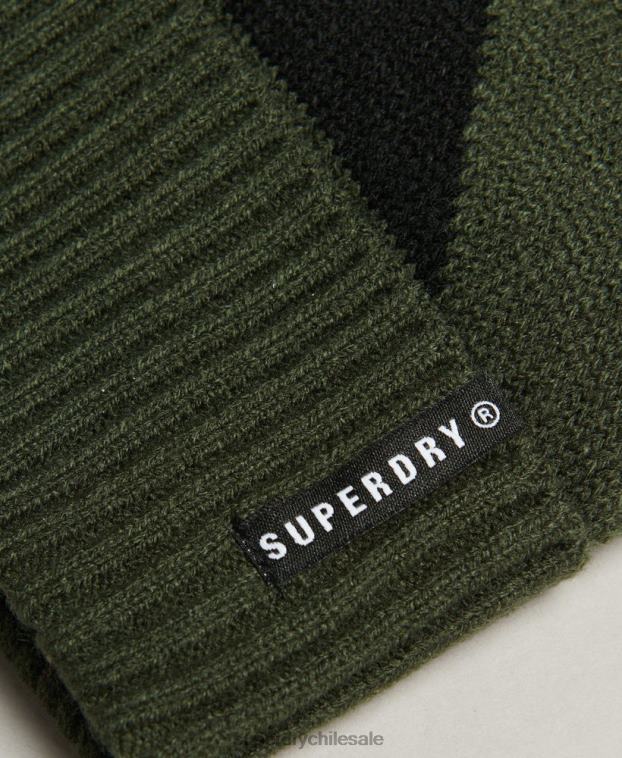 hombres Superdry verde gorro con puño de nieve 2R68Z1394